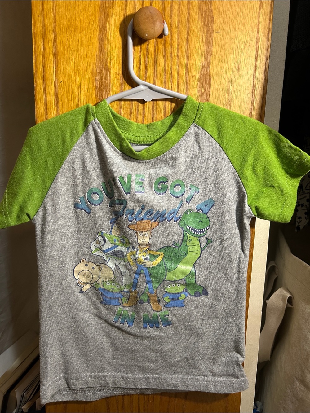 Toy Story 'You've Got a Friend in Me' Gray & Green Raglan Tee - Kids